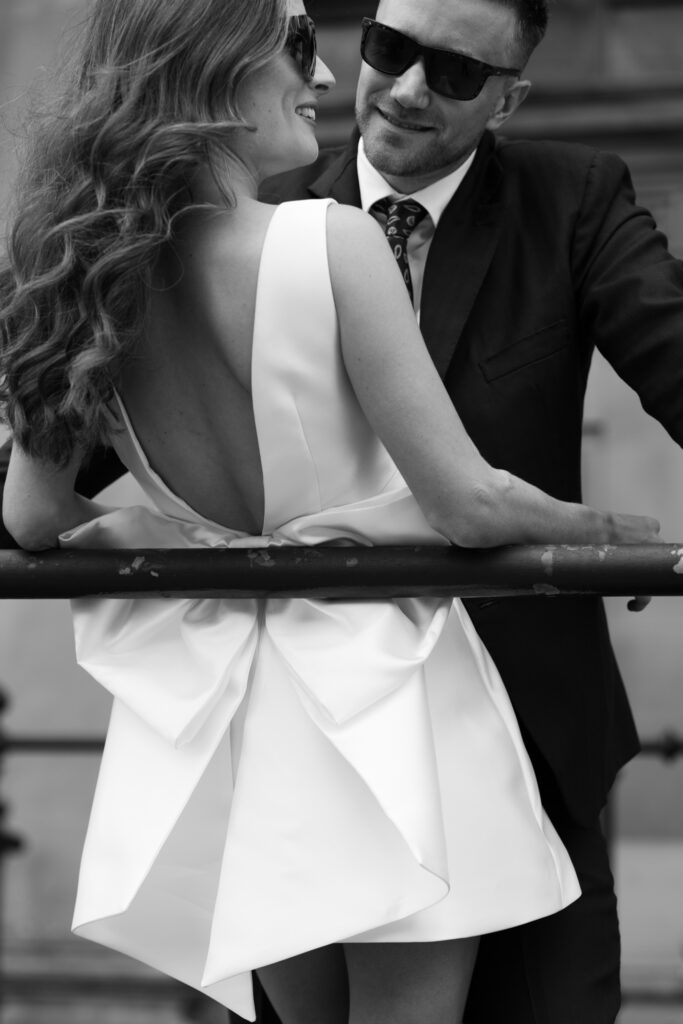 Intimate Liverpool elopement with Gen Z couple – city chic civil wedding at St George's Hall with editorial fashion forward photography by Ivana King