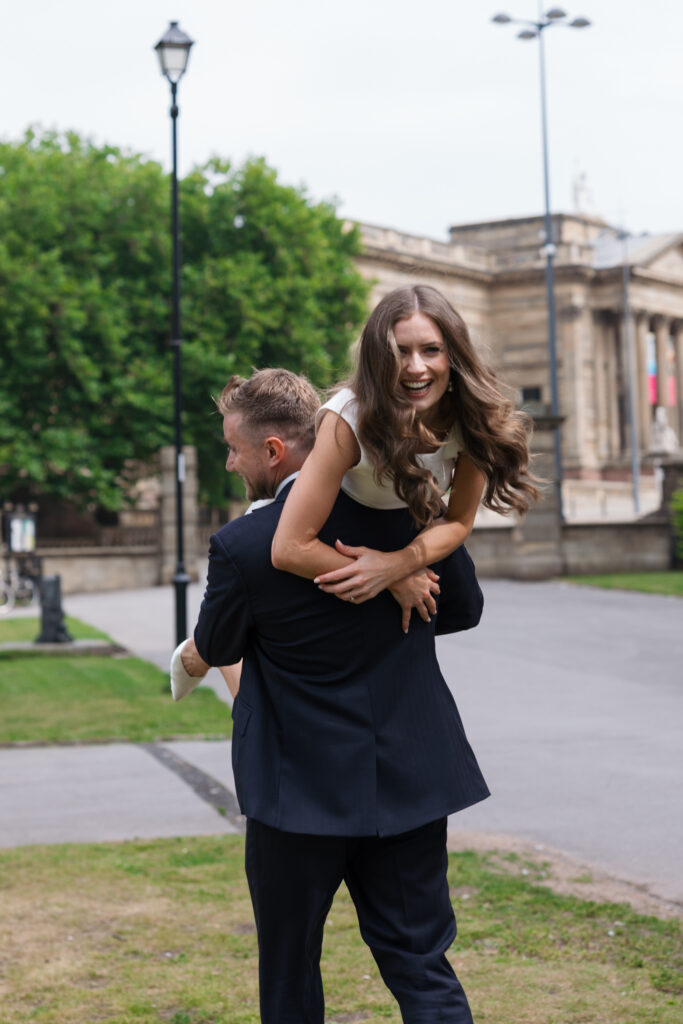 Intimate Liverpool elopement with Gen Z couple – city chic civil wedding at St George's Hall with editorial fashion forward photography by Ivana King