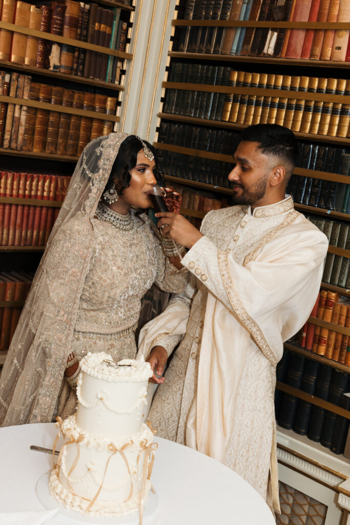 Editorial Wedding Photographer, Luxury Wedding at Avington Estate Park South London UK, Asian Indian Cake Cutting