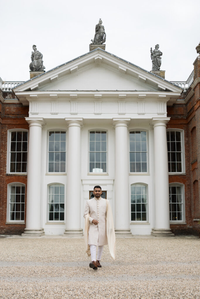 Editorial Wedding Photographer, Luxury Wedding at Avington Estate Park South London UK, Asian Indian Groom Portraits