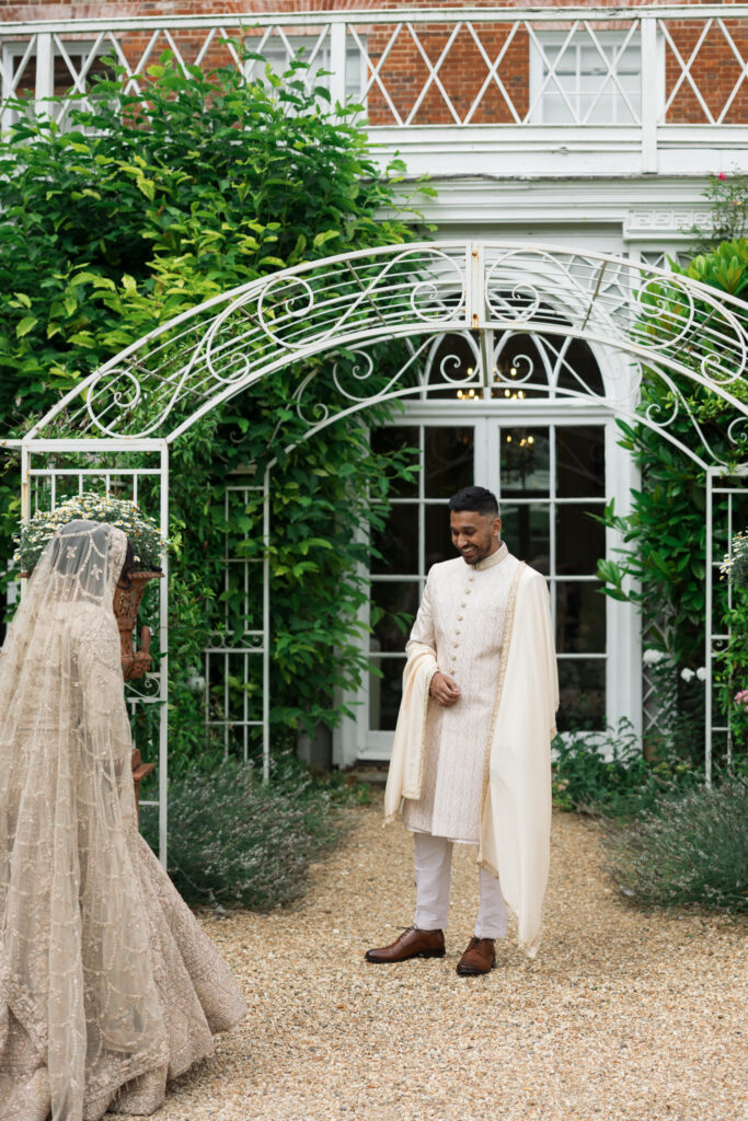 Editorial Wedding Photographer, Luxury Wedding at Avington Estate Park South London UK, Asian Indian First Look