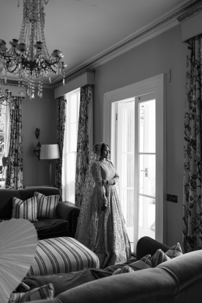 Editorial Wedding Photographer, Luxury Wedding at Avington Estate Park South London UK, Asian Indian Bridal Portraits