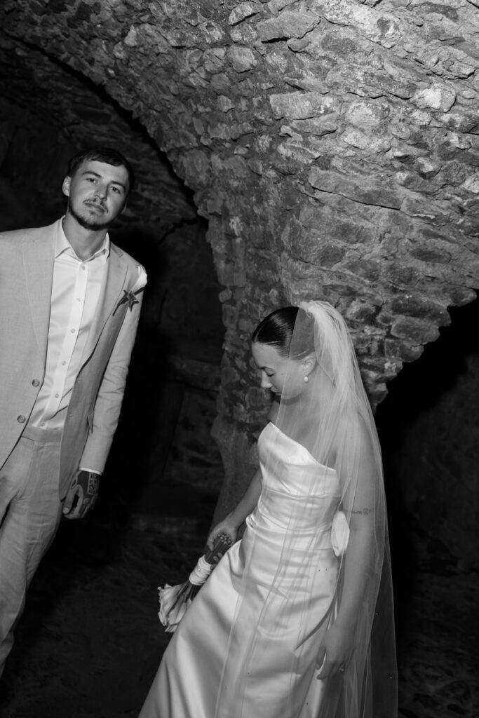 editorial wedding photographer at Gorey castle month Orgueil castle jersey Channel Islands, editorial couple portraits