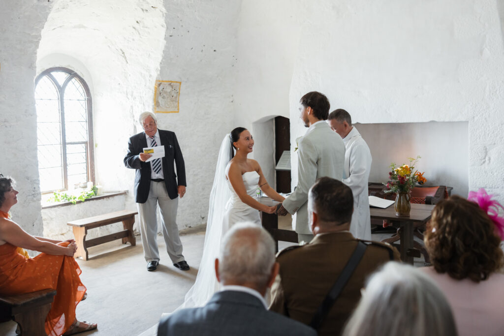 editorial wedding photos at Gorey castle month Orgueil castle jersey Channel Islands, church ceremony, storytelling, candid, documentary, editorial