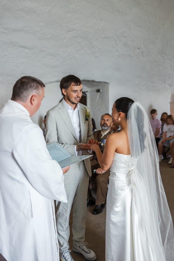 editorial wedding photos at Gorey castle month Orgueil castle jersey Channel Islands, church ceremony, storytelling, candid, documentary, editorial