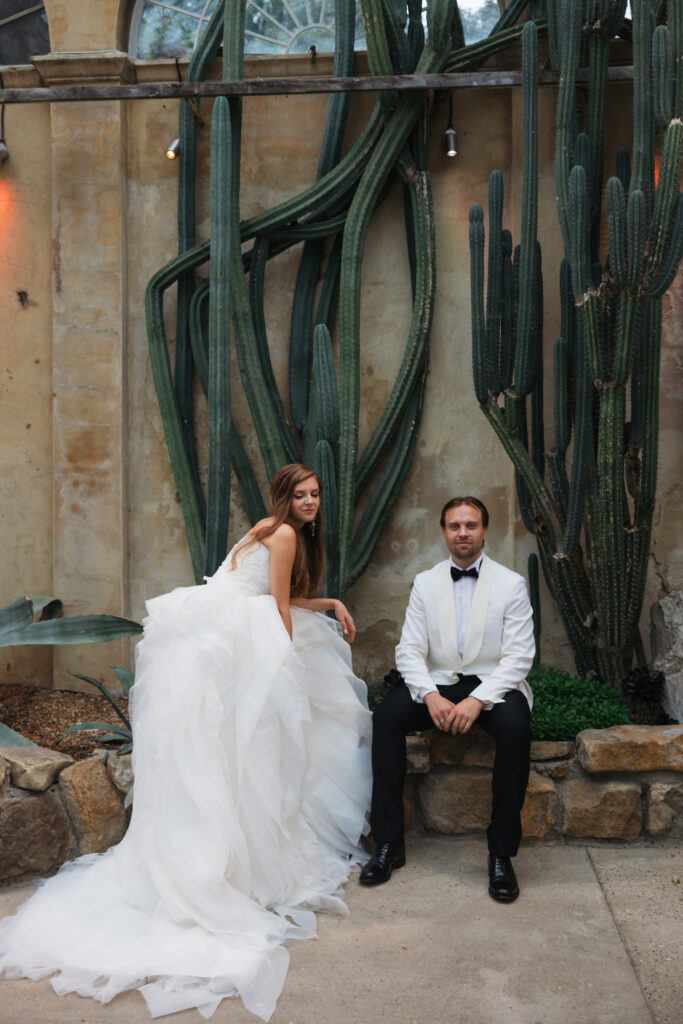 Editorial wedding photography of a young Gen Z fashion forward couple during their Russian luxury wedding at Syon Park Conservatory, London.