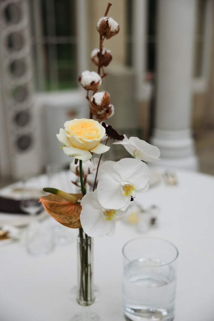 Editorial wedding photography of a young Gen Z fashion forward couple during their Russian luxury wedding at Syon Park Conservatory, London.