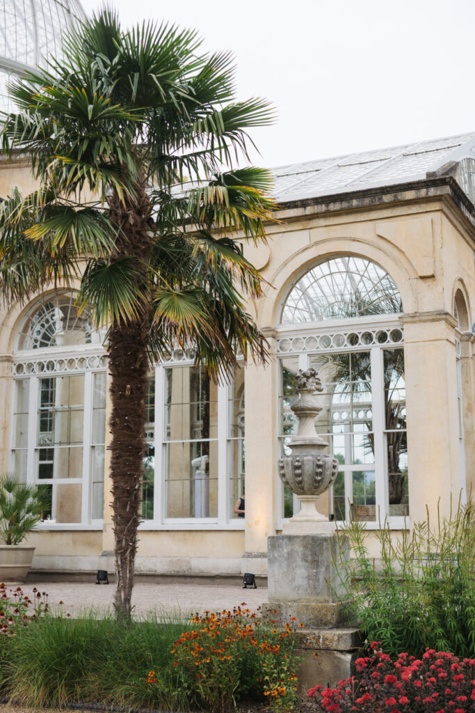 Editorial wedding photography of a young Gen Z fashion forward couple during their Russian luxury wedding at Syon Conservatory, London.